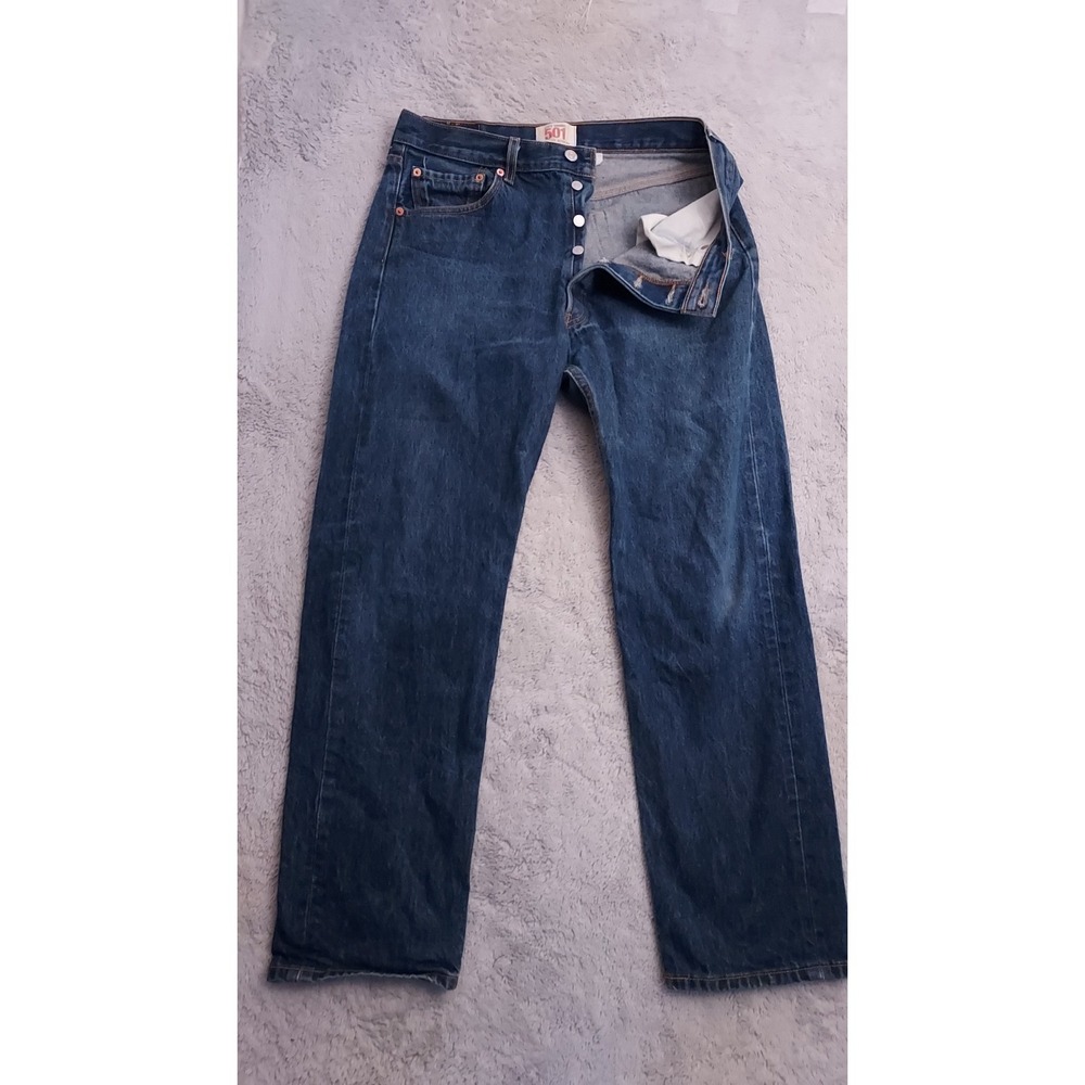 Levis 501xx Jeans Mens 34x32 Button Fly Original Fit Dark Wash Blue Denim Casual - Picture 1 of 15